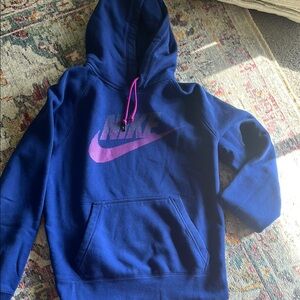 Nike Royal Blue Hoodie with Pink Logo